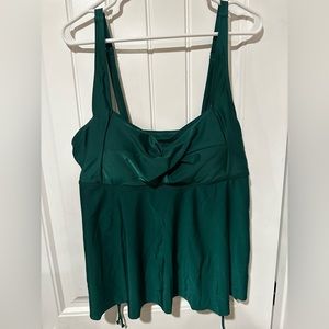 2 piece tankini swimsuit. Green and tropical floral